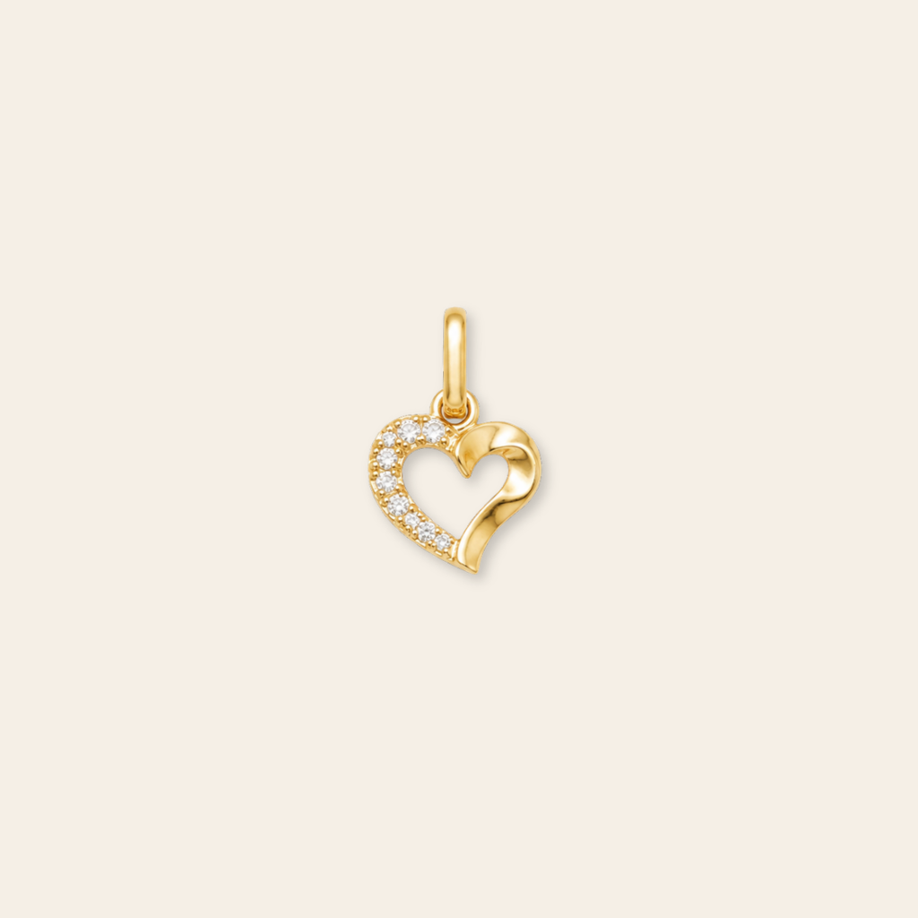 Solid Gold CZ Heart Pendant