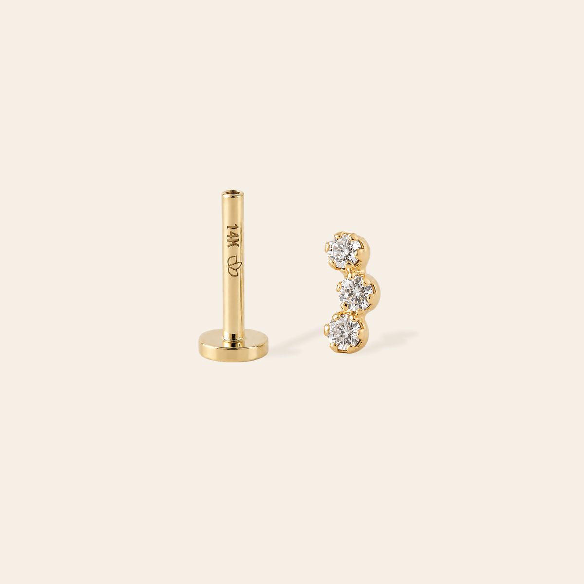 14k CZ Curve Flatback