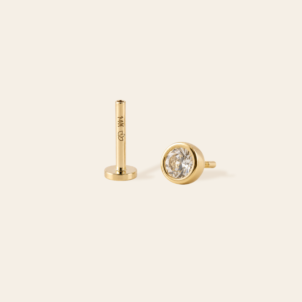 14k Solitaire Bezel Flatback Stud
