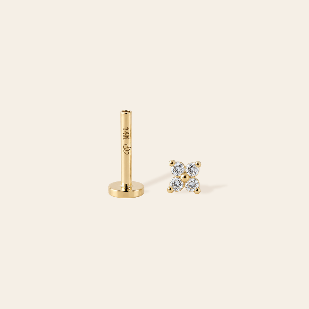 14k Dainty Flower Flatback Stud