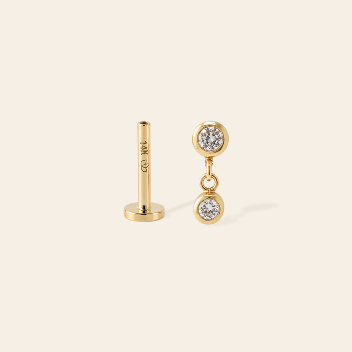 14k Dangle CZ Flatback Stud