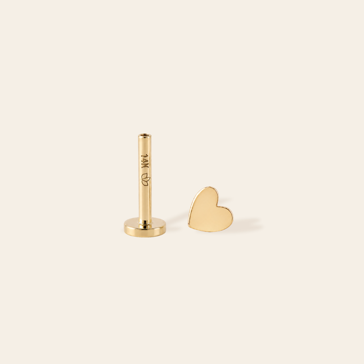 14k Flat Heart Flatback Stud