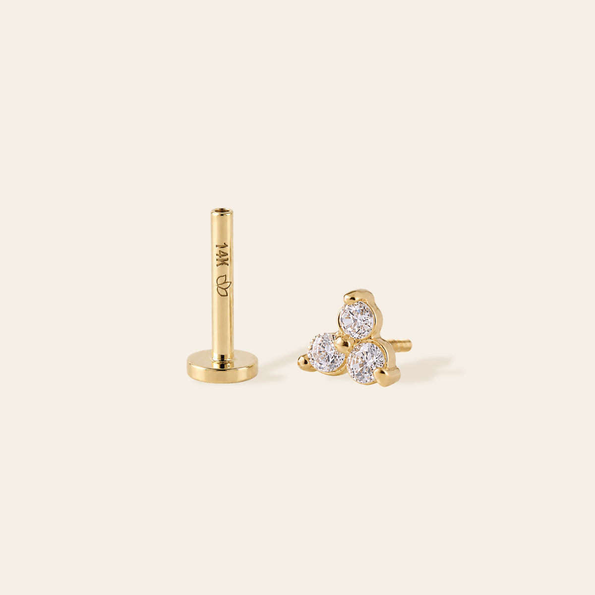 14k Fleur Flatback Stud