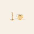 14k Puffed Heart Flatback Stud