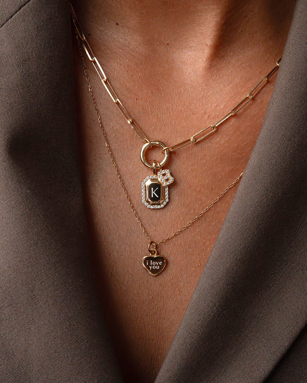 Pavé Framed Tag Pendant