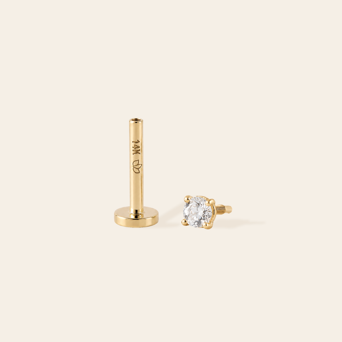14k CZ Single Flatback Stud