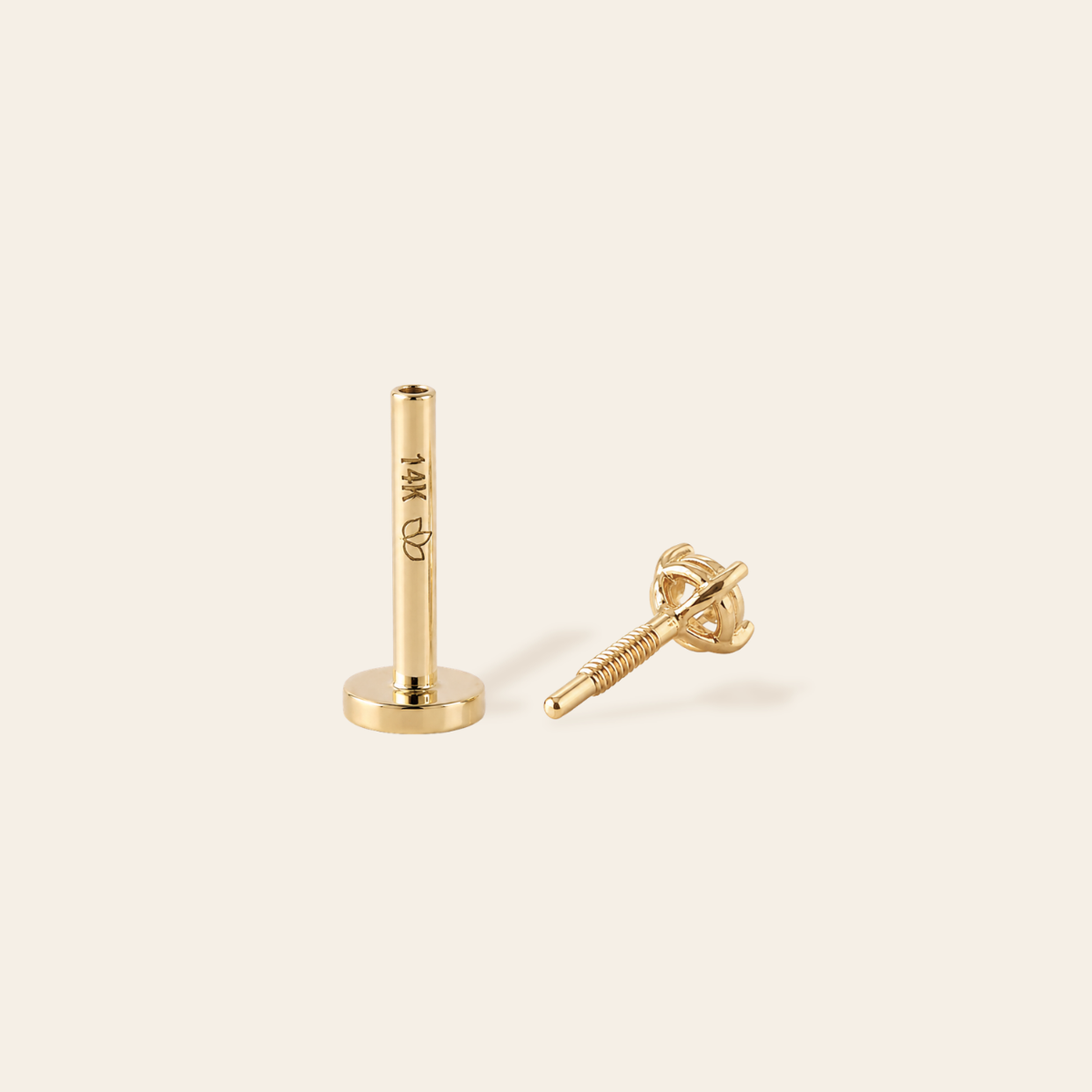 14k CZ Single Flatback Stud