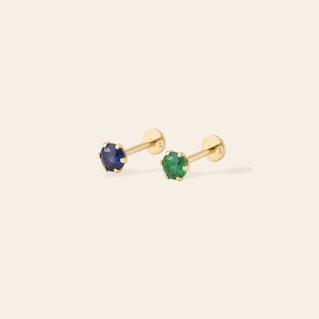 14k CZ Single Flatback Stud