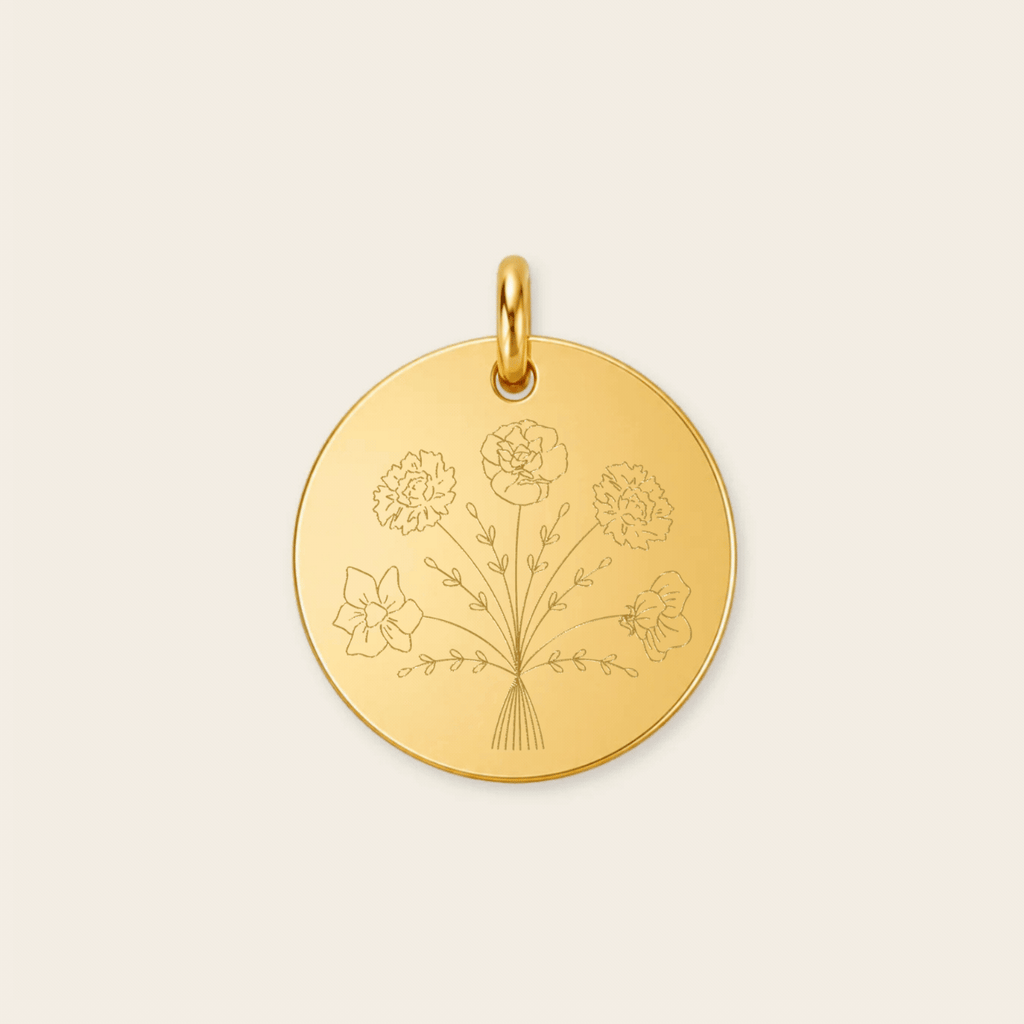 Personalized Birth Flower Bouquet Pendant