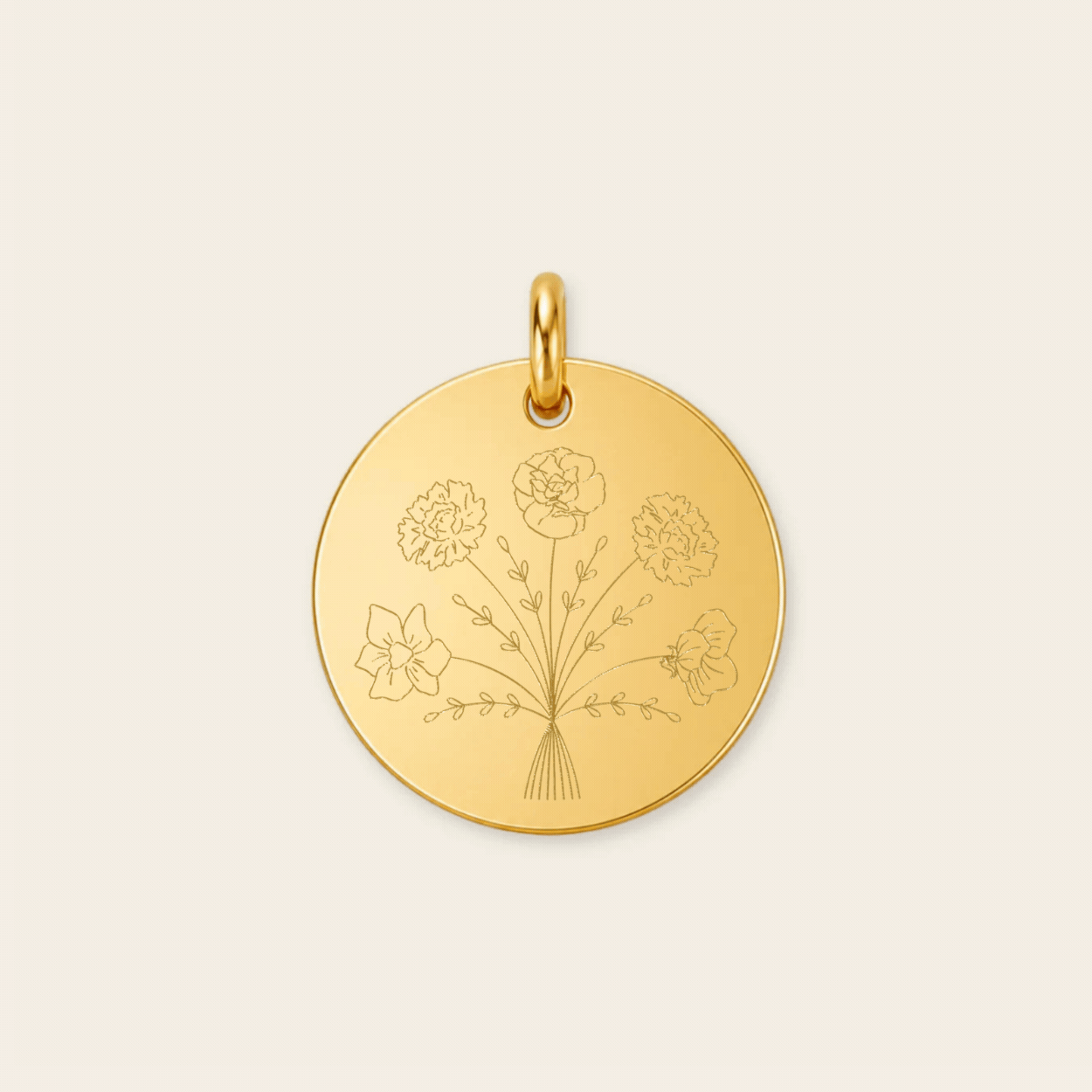 Personalized Birth Flower Bouquet Pendant