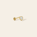 14k CZ Heart Flatback Stud