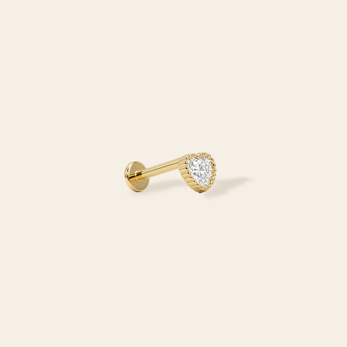 14k CZ Heart Flatback Stud