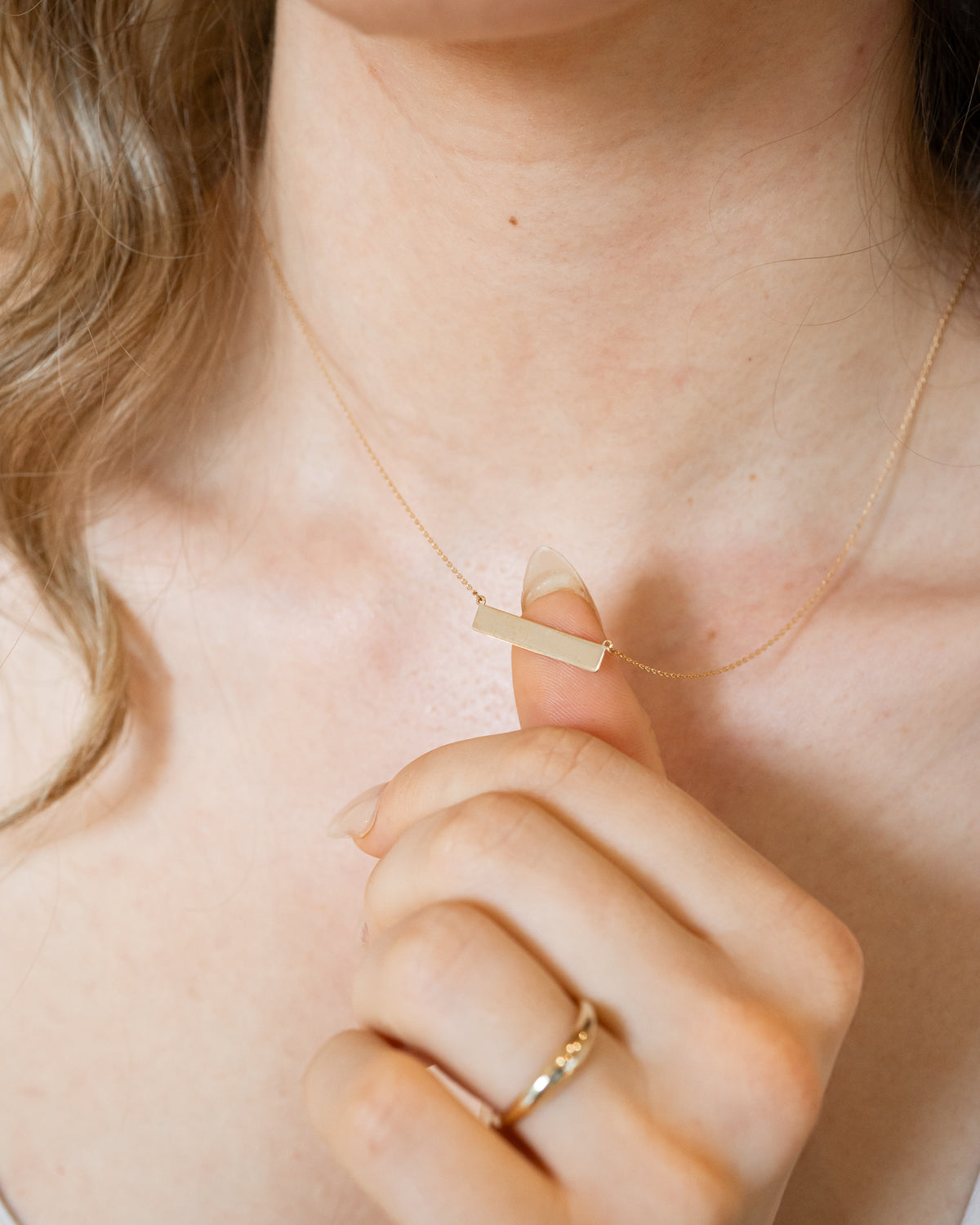 10k Solid Gold Bar Necklace