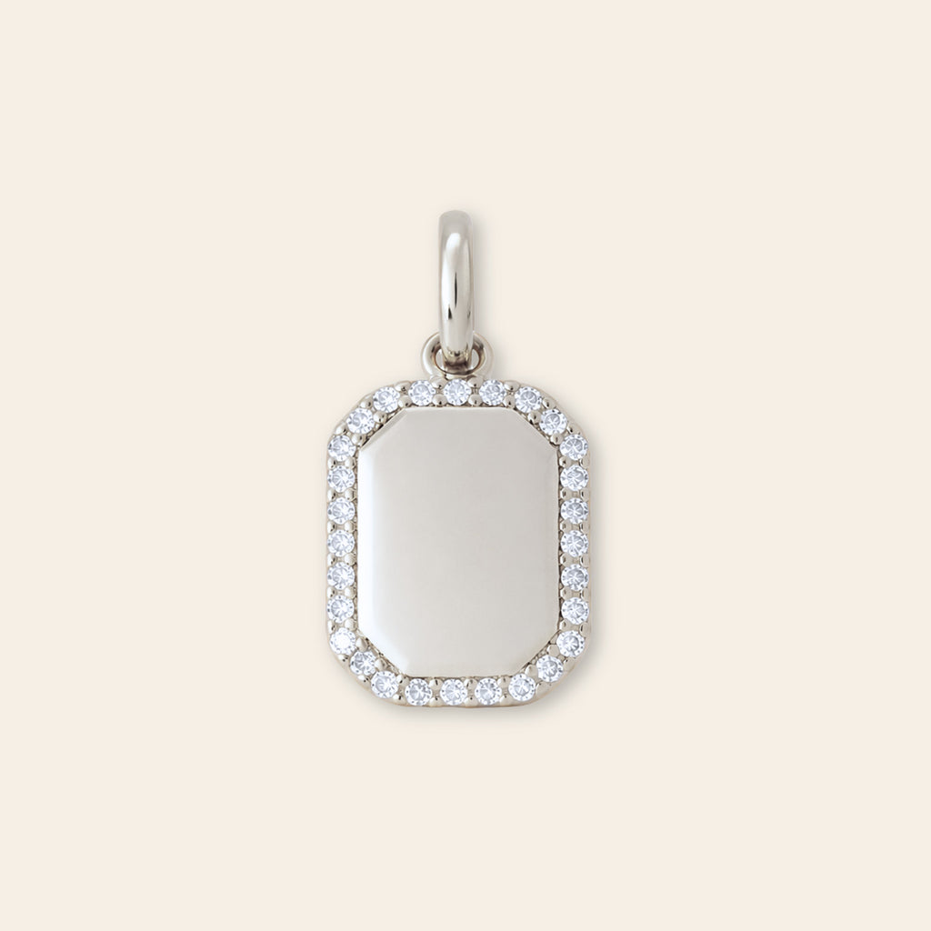 Pavé Framed Tag Pendant