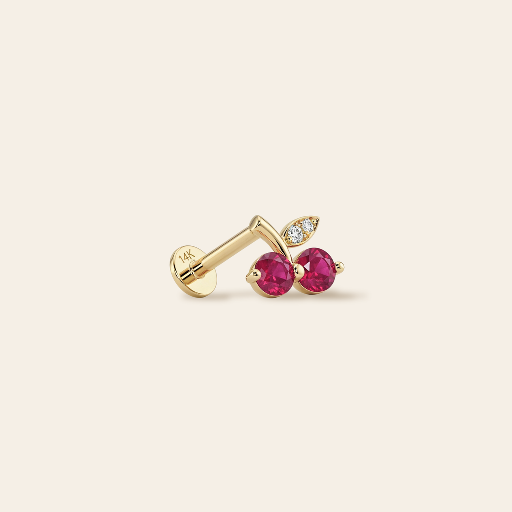 14k Cherry Flatback Stud