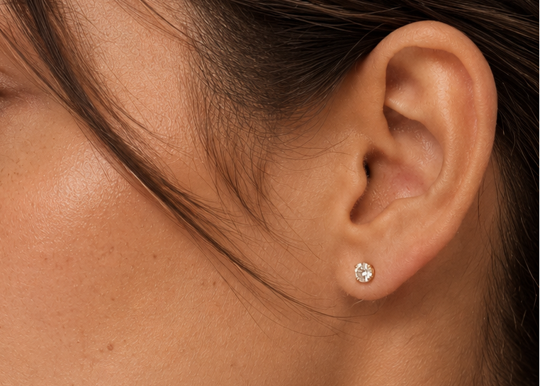 14k CZ Single Flatback Stud