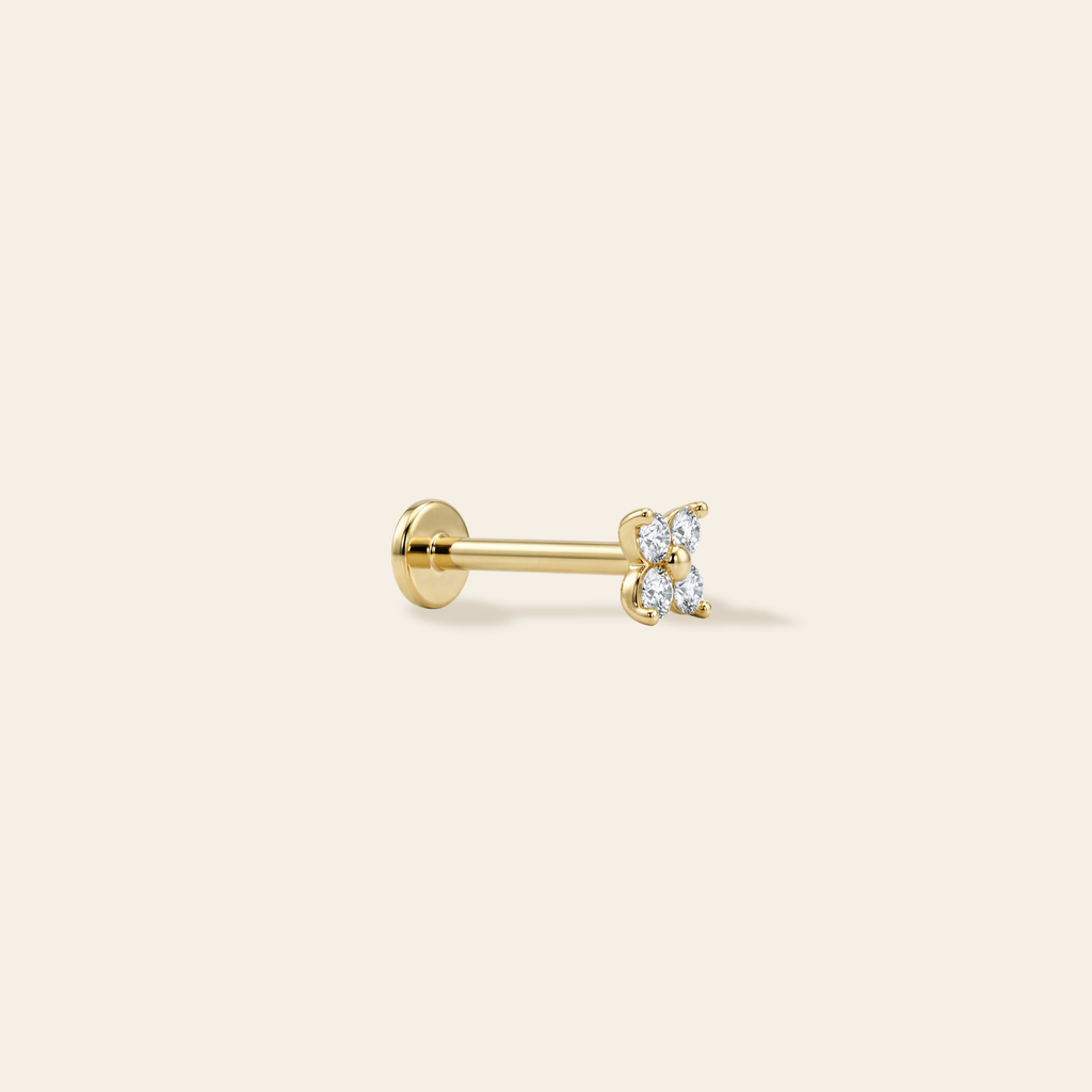 14k Dainty Flower Flatback Stud
