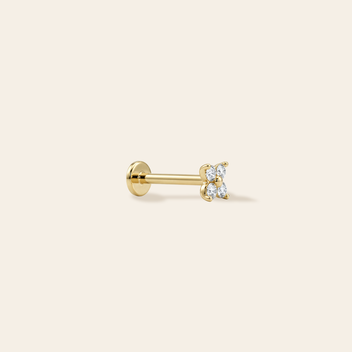 14k Dainty Flower Flatback Stud