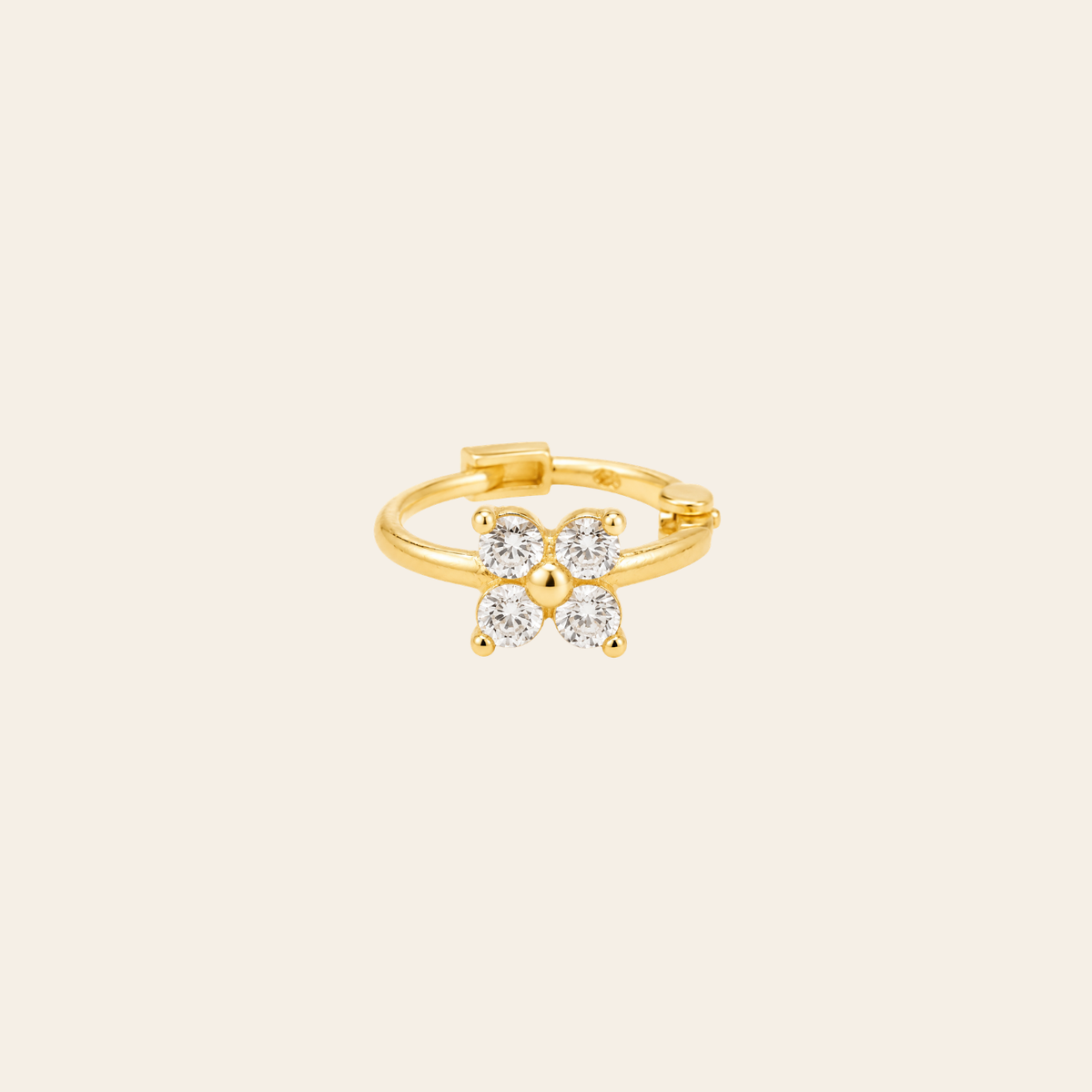 14k CZ Dainty Flower Helix Hoop