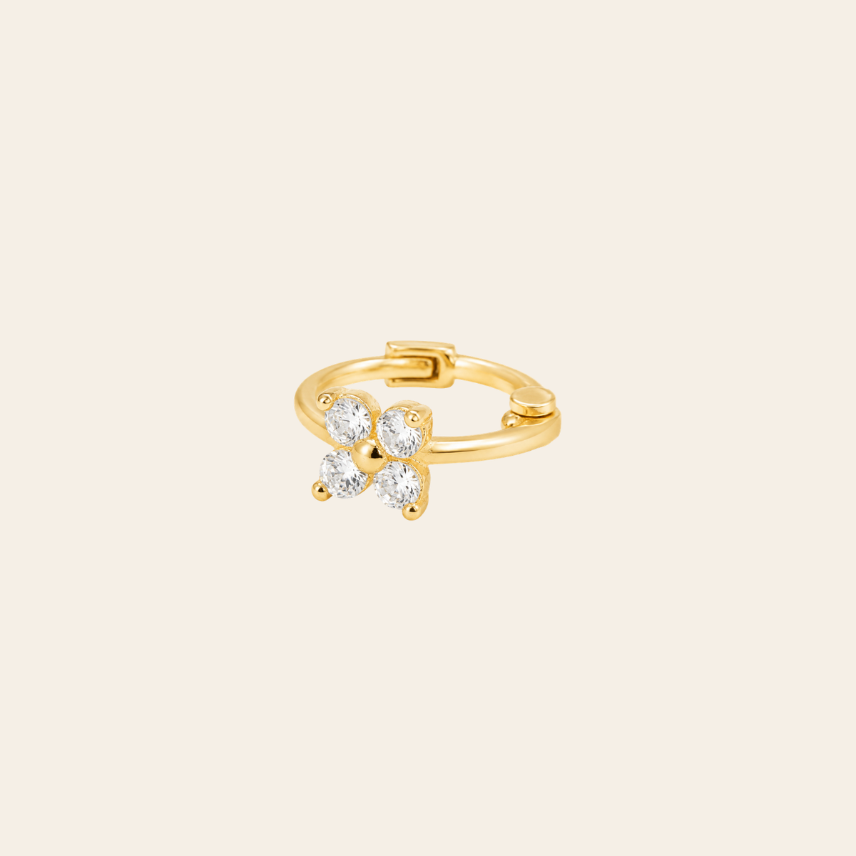 14k CZ Dainty Flower Helix Hoop