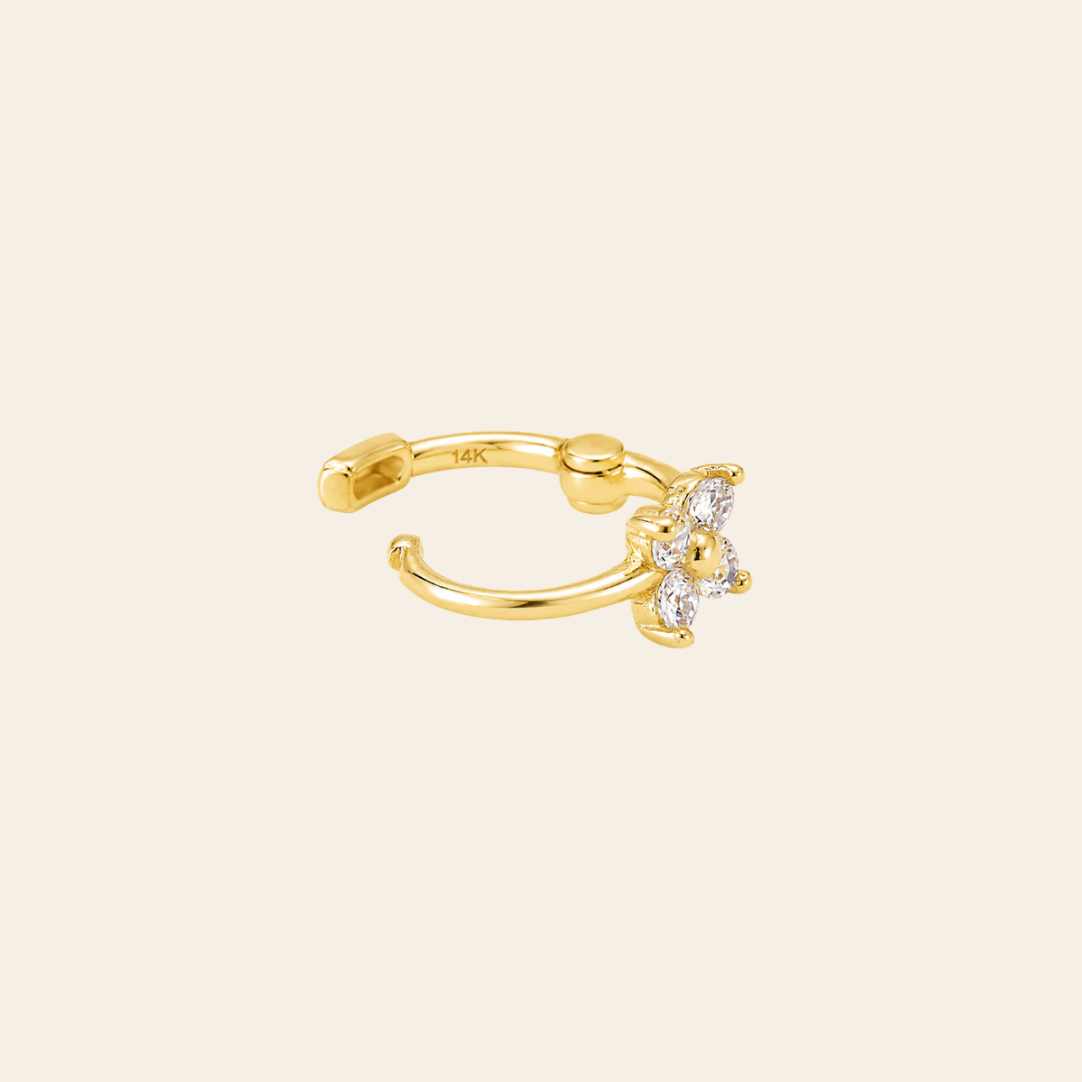 14k CZ Dainty Flower Helix Hoop