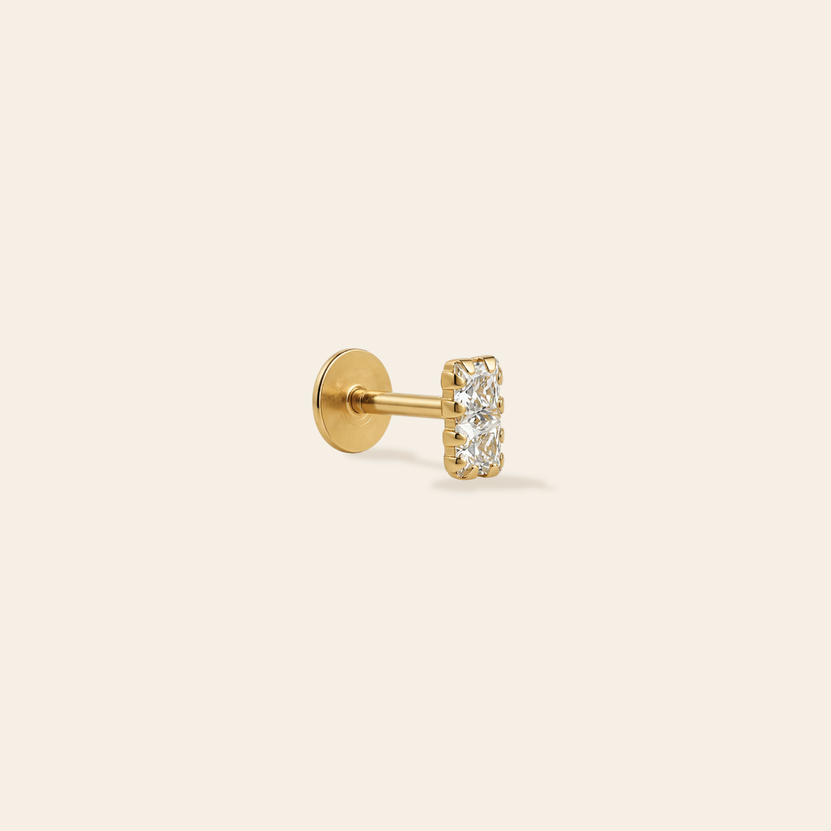 14k Duo CZ Flatback Stud