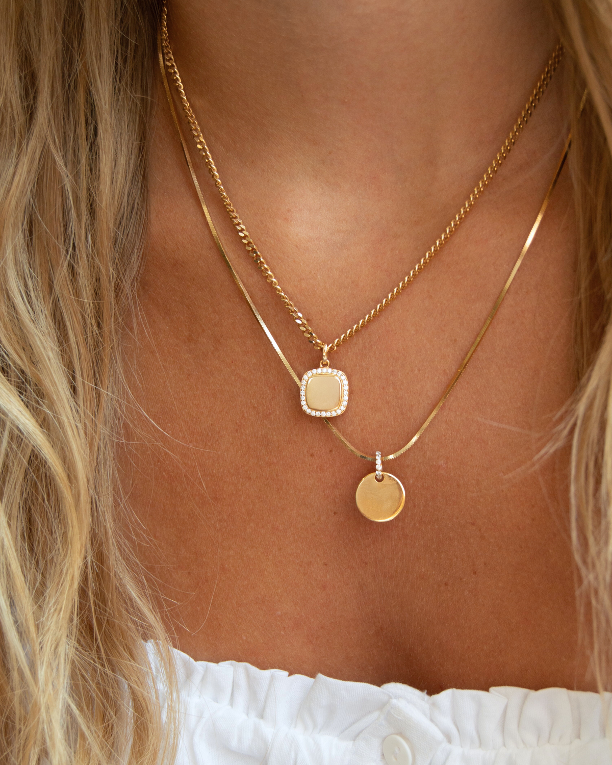 Pavé Round Disc Pendant