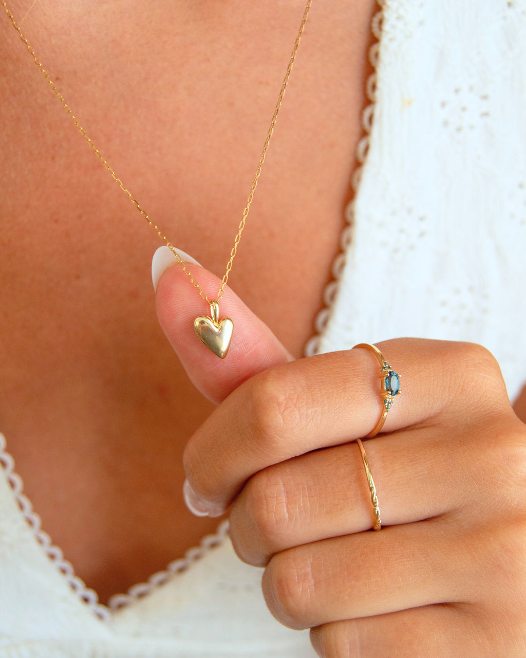 Solid Gold Organic Heart Pendant