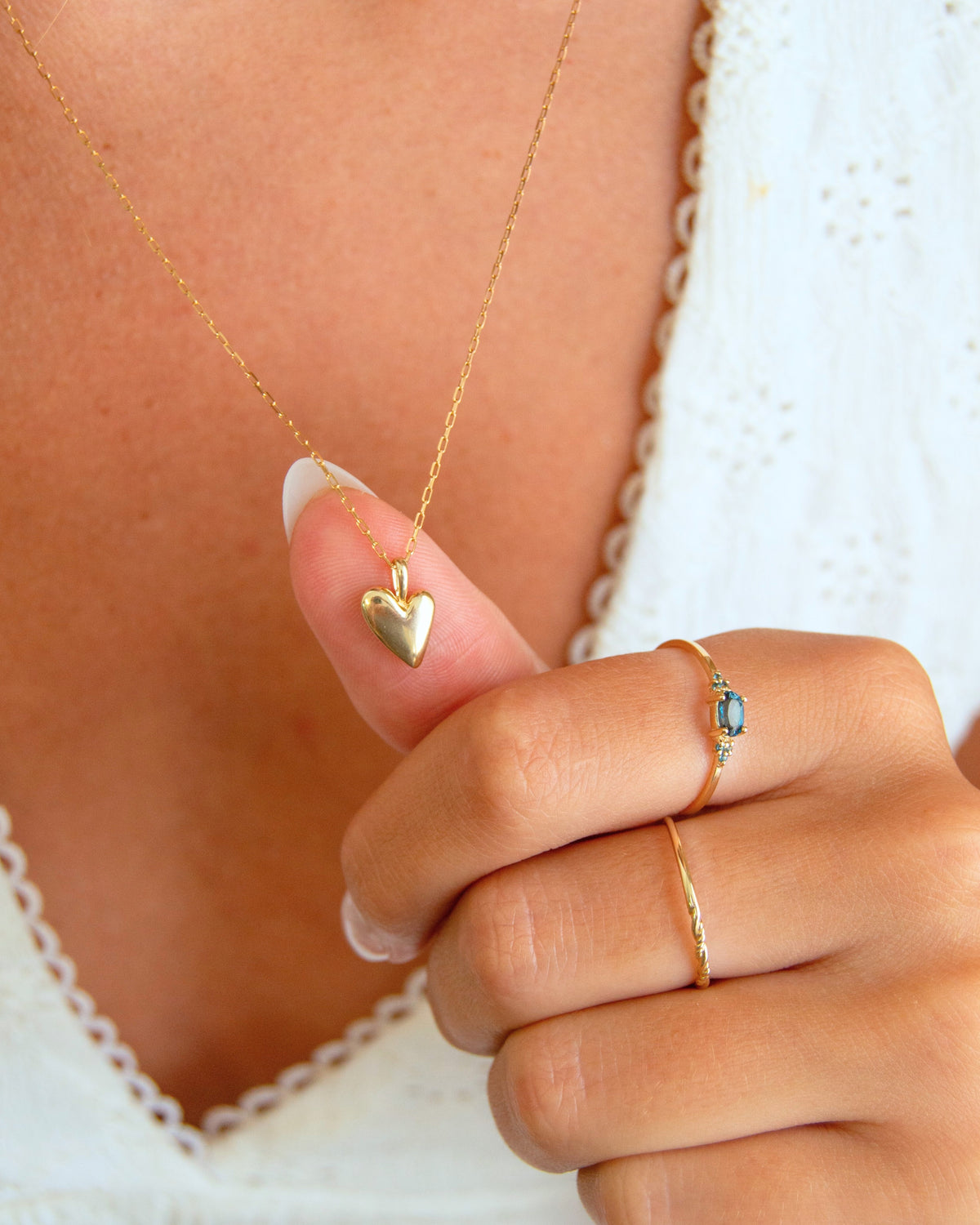 Solid Gold Organic Heart Pendant