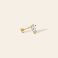14k CZ Pear Flatback Stud