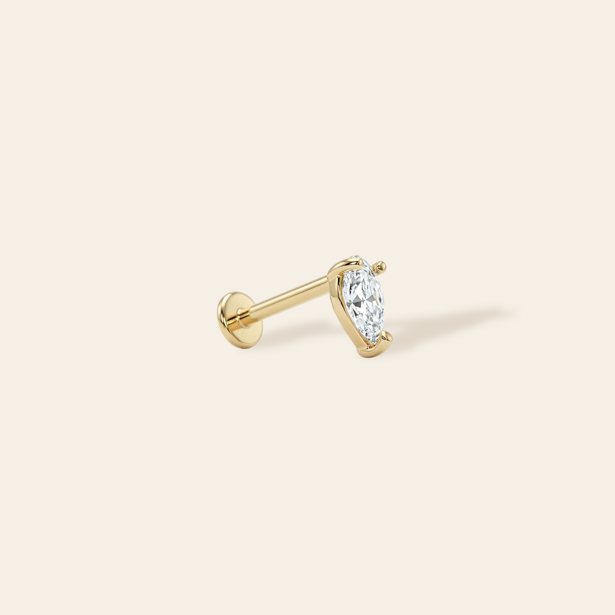 14k CZ Pear Flatback Stud