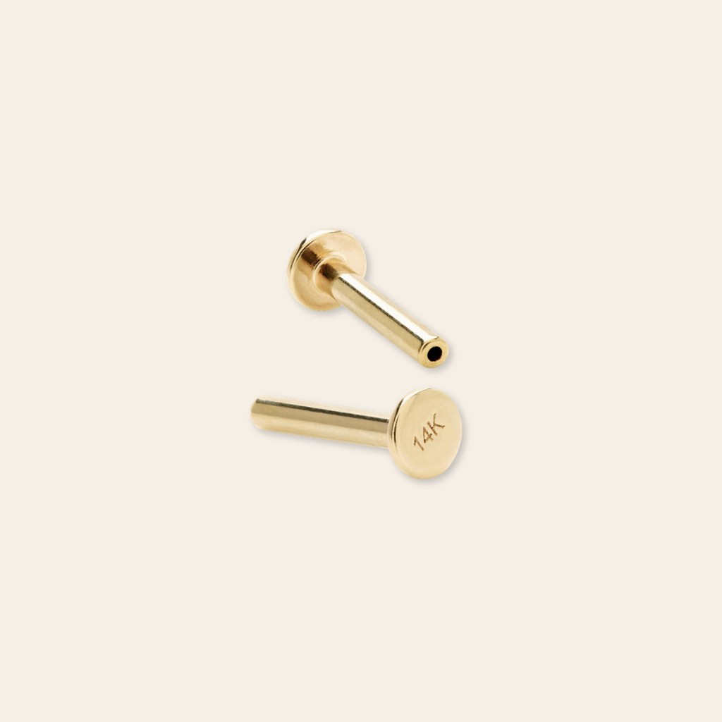 14k Solitaire Bezel Flatback Stud