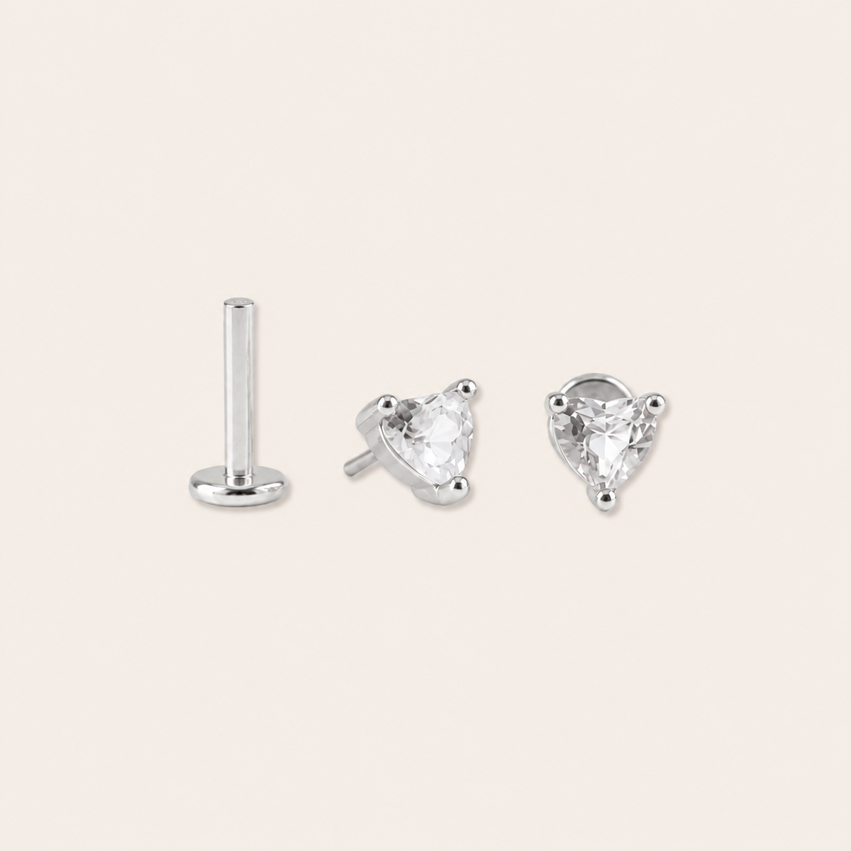 CZ Heart Flatback Studs