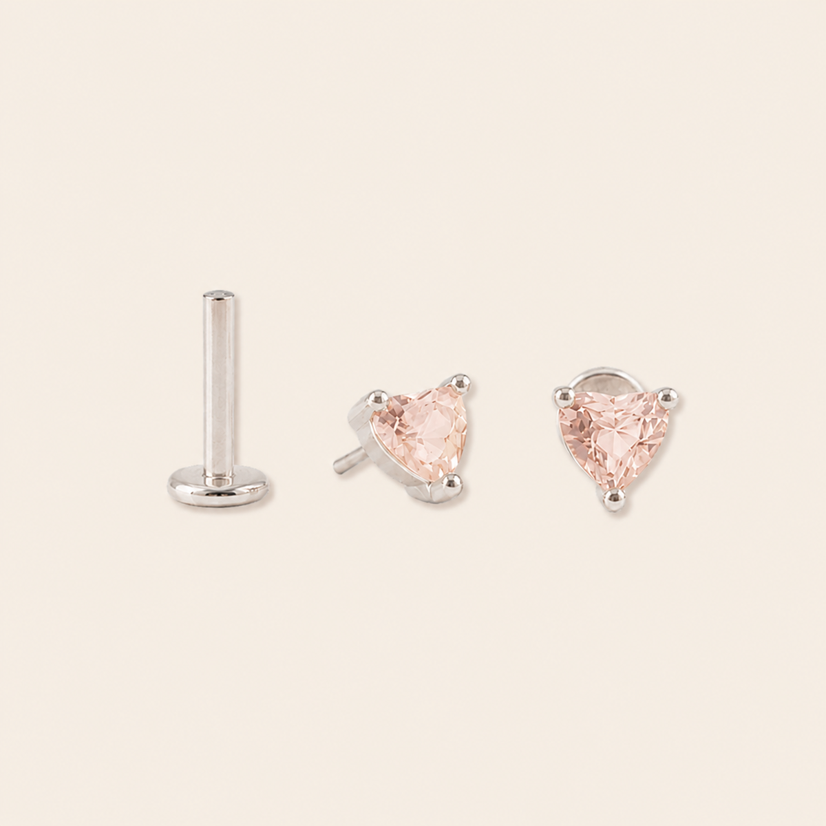 CZ Heart Flatback Studs
