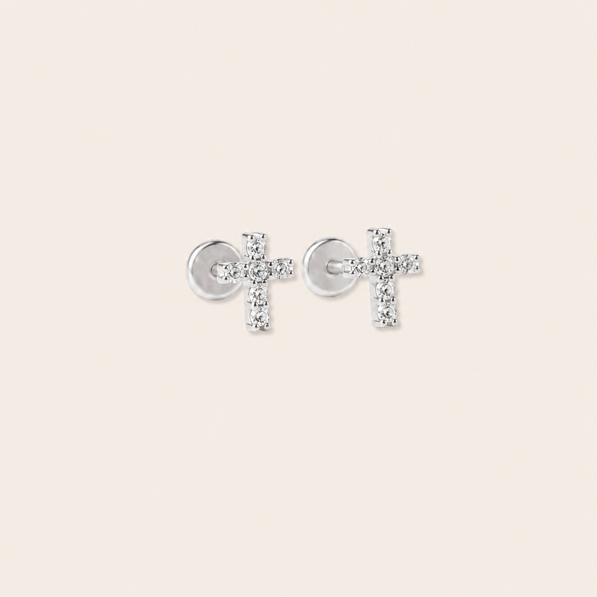 CZ Cross Flatback Studs