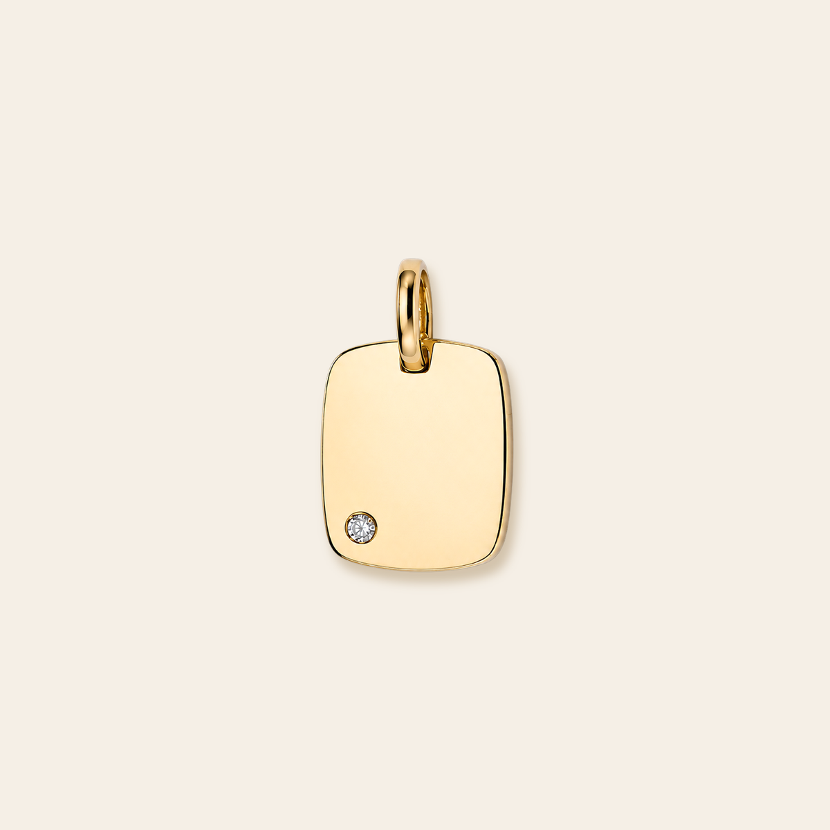 Solid Gold Tag CZ Pendant