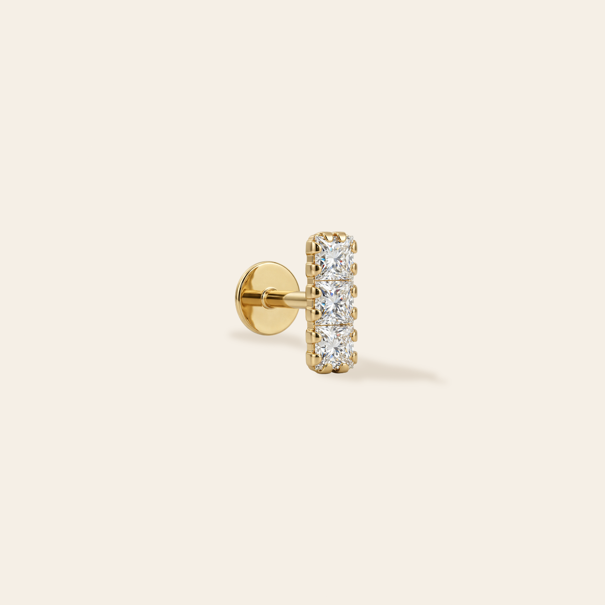 14k Triple CZ Flatback Stud
